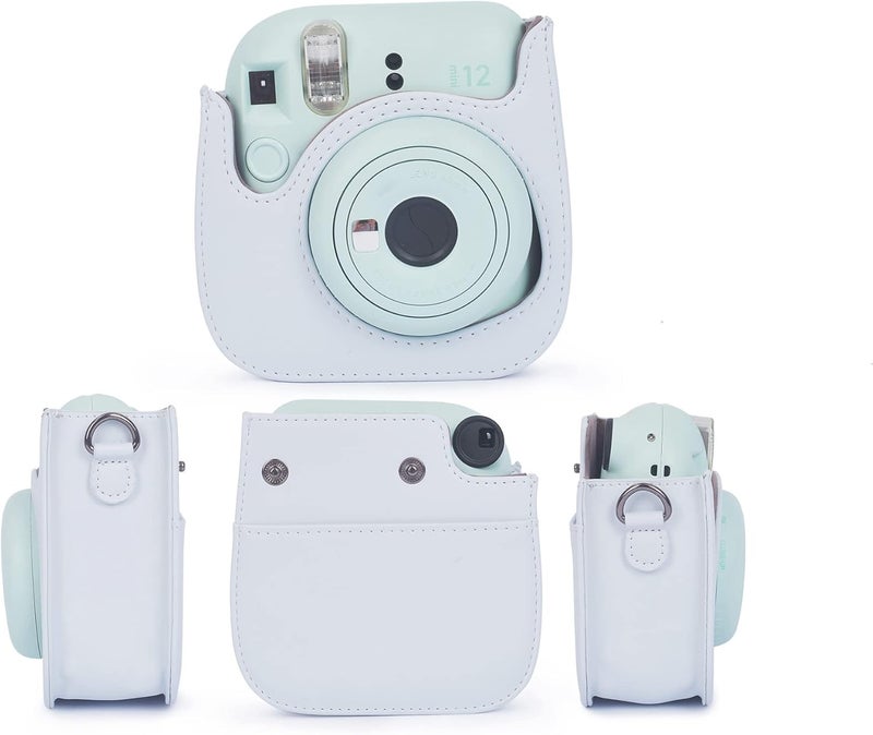Phetium Instant mini 12 Camera Protective Case Compatible with Instax Mini 12 11,PU Leather Bag with Pocket and Adjustable Shoulder Strap (Clay White) - Image 2
